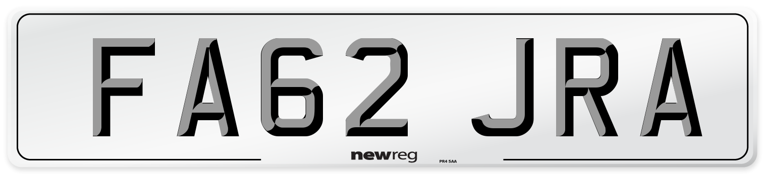 FA62 JRA Number Plate from New Reg